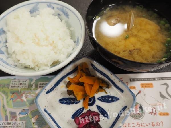 旅の写真／ホテルニュー桂の夕食のお味噌汁とご飯とお漬物