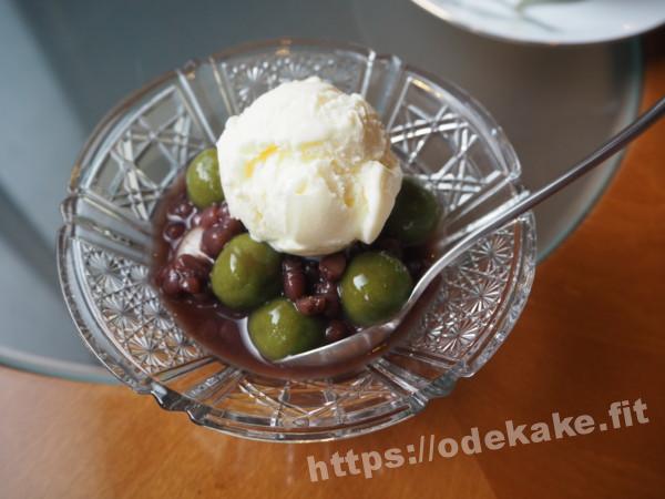 旅の写真／喜八屋ゴローカフェの本日のスイーツ冷やし白玉あずきアイスクリームのせ